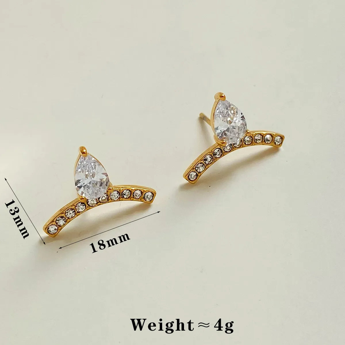 1 Pair IG Style Cool Style Geometric Plating Inlay 304 Stainless Steel Zircon 16K Gold Plated White Gold Plated Gold Plated Ear Studs