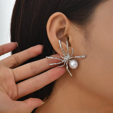 1 Pair Ig Style Cool Style Spider Plating Inlay Alloy Pearl Ear Studs