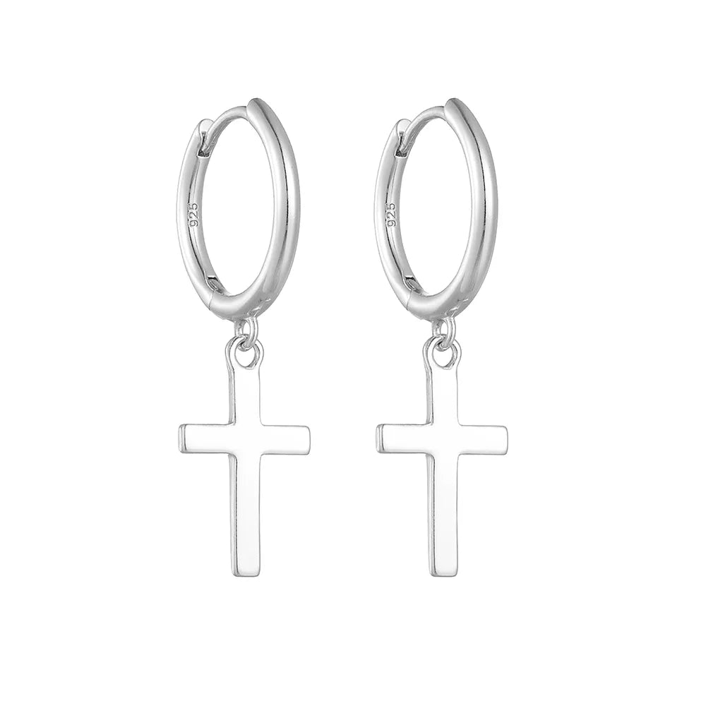 1 Pair Ig Style Cross Plating Sterling Silver 14k Gold Plated Rhodium Plated Drop Earrings