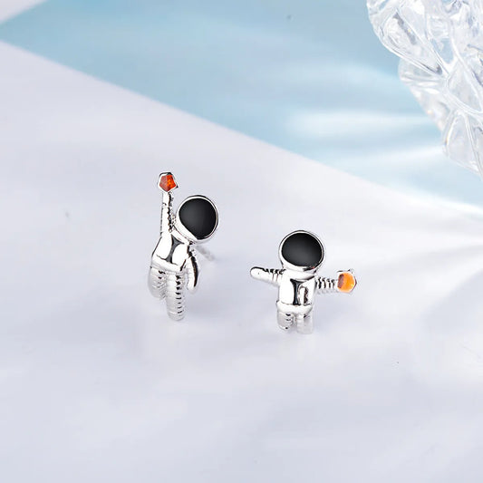 1 Pair Ig Style Cute Astronaut Epoxy Plating Inlay Copper Zircon Ear Studs