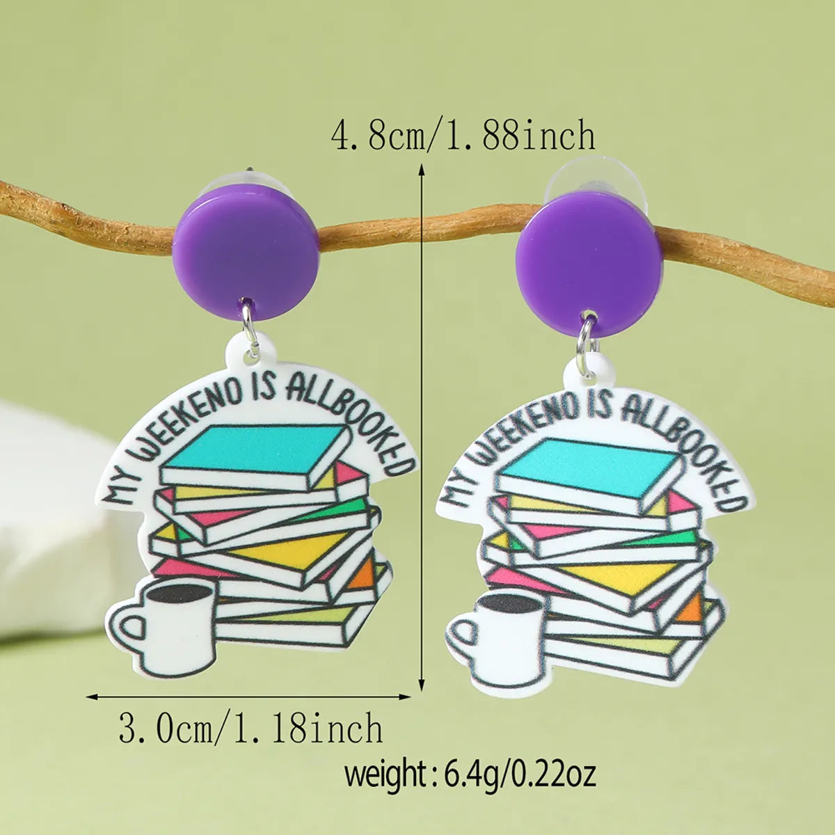 1 Pair IG Style Cute Book Letter Flower Painted Arylic Drop Earrings