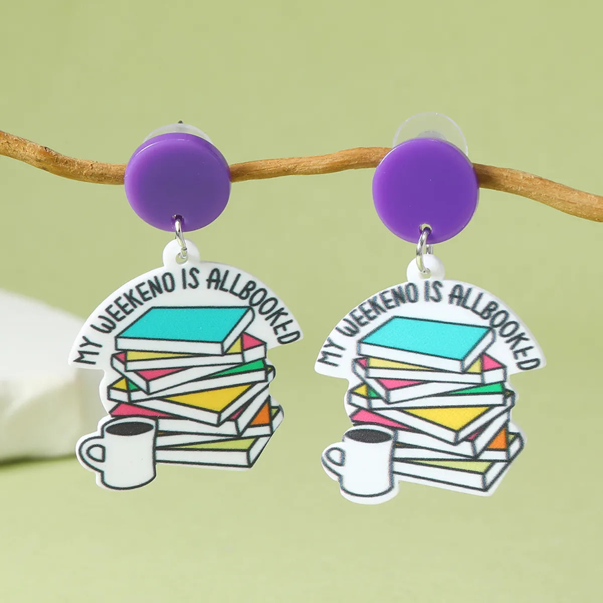 1 Pair IG Style Cute Book Letter Flower Painted Arylic Drop Earrings