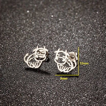 1 Pair IG Style Cute Cattle Polishing Plating 304 Stainless Steel 18K Gold Plated Ear Studs