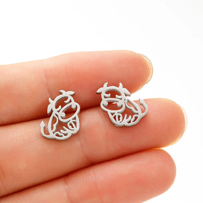 1 Pair IG Style Cute Cattle Polishing Plating 304 Stainless Steel 18K Gold Plated Ear Studs