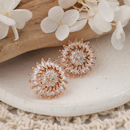 1 Pair IG Style Cute Classic Style Sun Inlay Brass Zircon Ear Studs