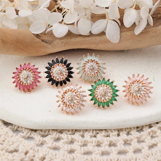 1 Pair IG Style Cute Classic Style Sun Inlay Brass Zircon Ear Studs