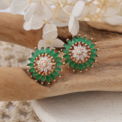 1 Pair IG Style Cute Classic Style Sun Inlay Brass Zircon Ear Studs