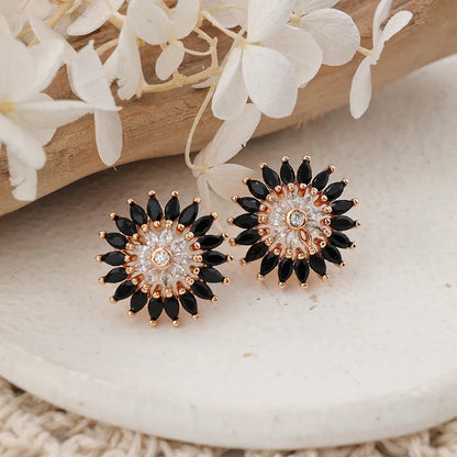 1 Pair IG Style Cute Classic Style Sun Inlay Brass Zircon Ear Studs