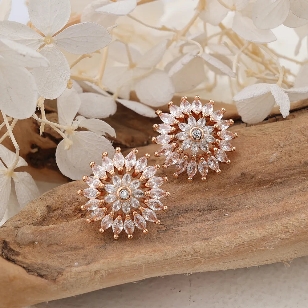 1 Pair IG Style Cute Classic Style Sun Inlay Brass Zircon Ear Studs