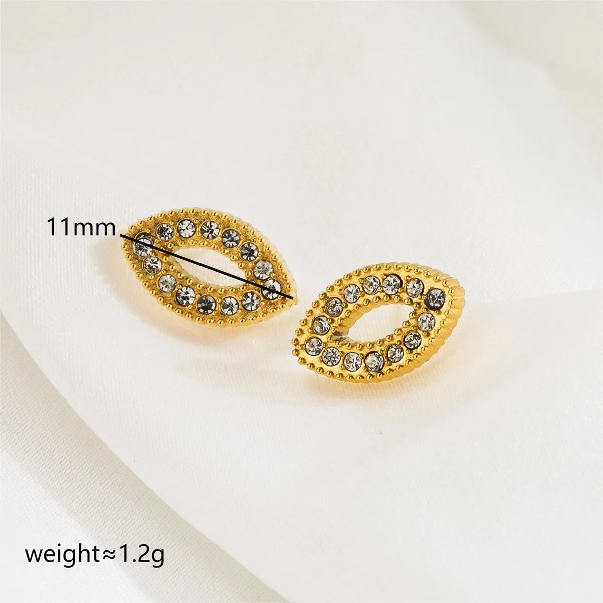 1 Pair IG Style Cute Commute Eye Hollow Out Inlay 304 Stainless Steel Zircon 18K Gold Plated Ear Studs