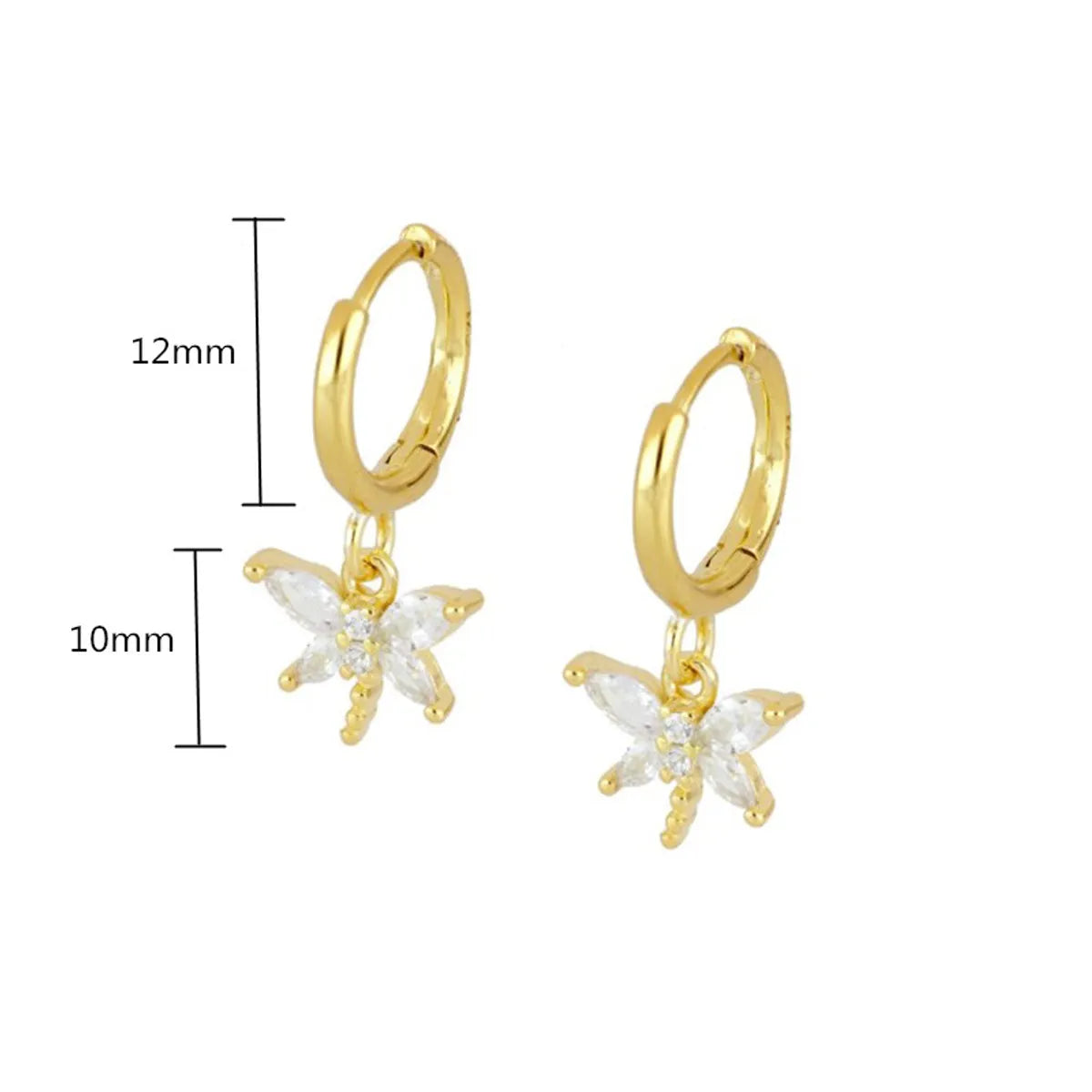 1 Pair Ig Style Cute Dragonfly Inlay Copper Zircon Drop Earrings