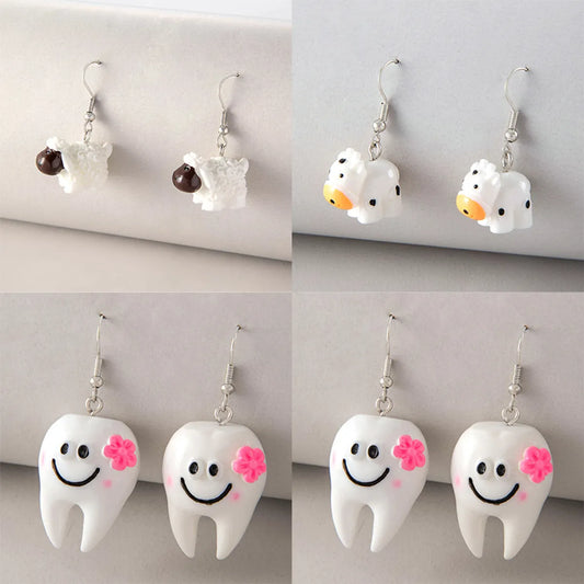 1 Pair Ig Style Cute Funny Animal Sheep Alloy Resin Drop Earrings