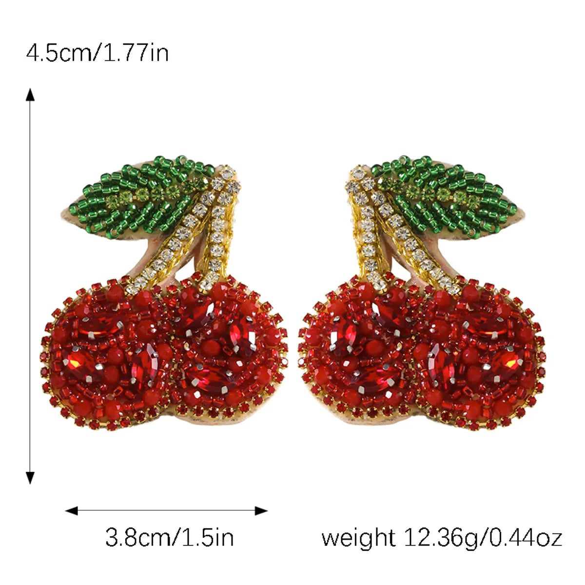 1 Pair IG Style Cute Handmade Lemon Cherry Beaded Handmade Inlay Plastic Cloth Rhinestones Drop Earrings