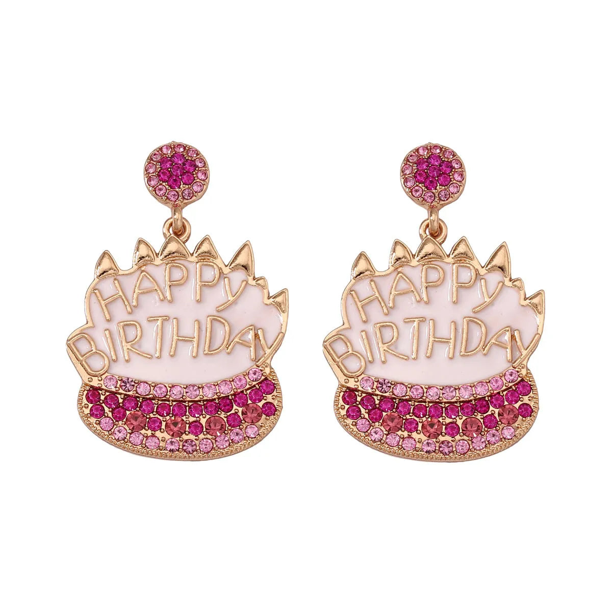 1 Pair IG Style Cute Letter Cake Enamel Inlay Zinc Alloy Rhinestones Drop Earrings