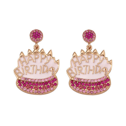 1 Pair IG Style Cute Letter Cake Enamel Inlay Zinc Alloy Rhinestones Drop Earrings