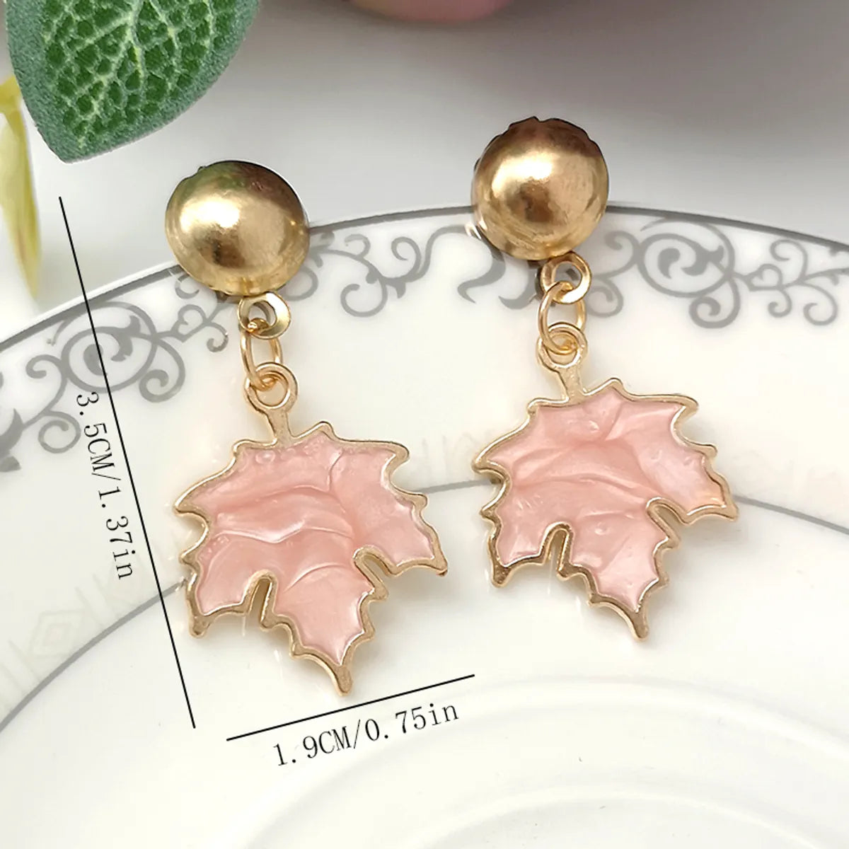 1 Pair Ig Style Cute Maple Leaf Enamel Plating Alloy Gold Plated Drop Earrings