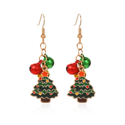 1 Pair IG Style Cute Santa Claus Gingerbread Wreath Enamel Inlay Zinc Alloy Pearl Drop Earrings