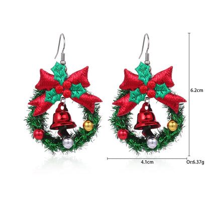 1 Pair IG Style Cute Santa Claus Gingerbread Wreath Enamel Inlay Zinc Alloy Pearl Drop Earrings