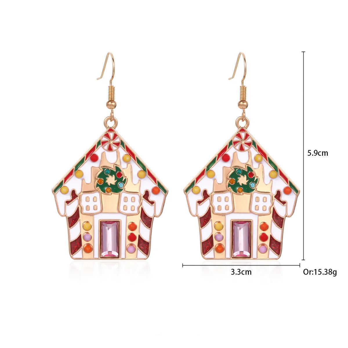 1 Pair IG Style Cute Santa Claus Gingerbread Wreath Enamel Inlay Zinc Alloy Pearl Drop Earrings