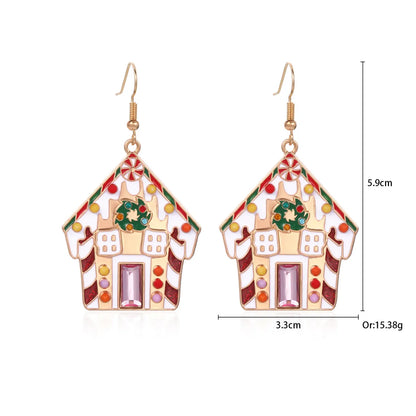 1 Pair IG Style Cute Santa Claus Gingerbread Wreath Enamel Inlay Zinc Alloy Pearl Drop Earrings