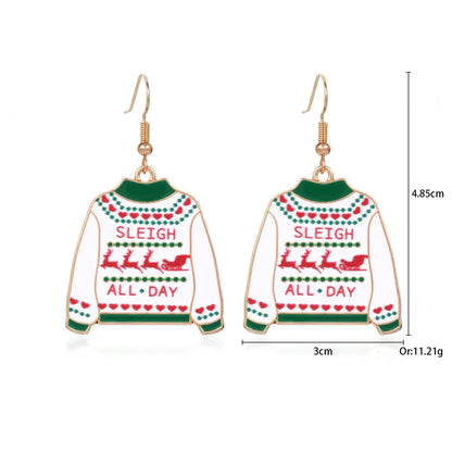 1 Pair IG Style Cute Santa Claus Gingerbread Wreath Enamel Inlay Zinc Alloy Pearl Drop Earrings