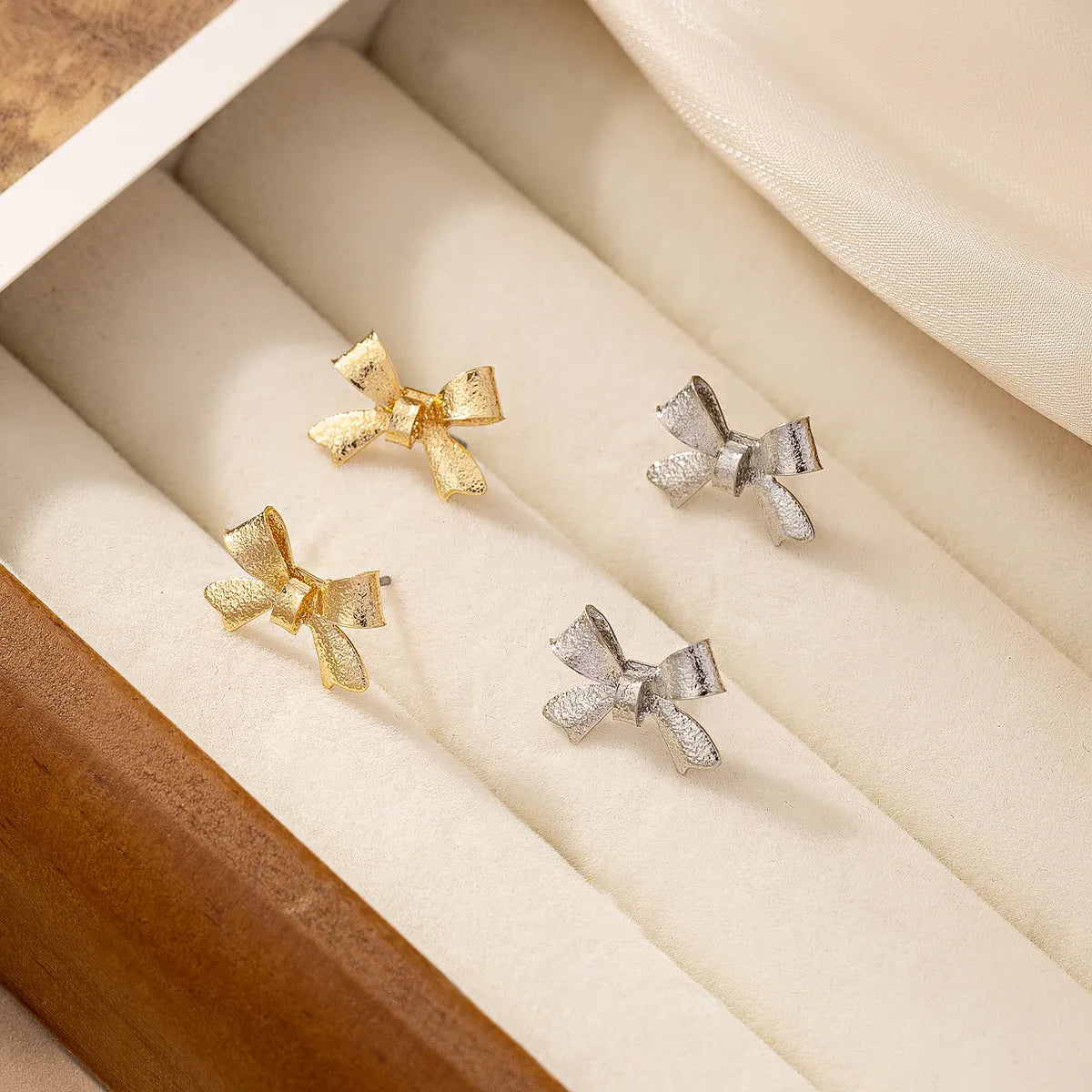 1 Pair IG Style Cute Sweet Bow Knot Plating Alloy Ear Studs