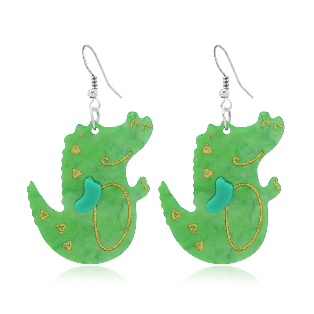 1 Pair IG Style Cute Sweet Cat Elephant Crocodile Arylic Drop Earrings