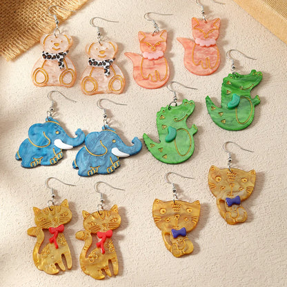 1 Pair IG Style Cute Sweet Cat Elephant Crocodile Arylic Drop Earrings