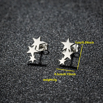 1 Pair IG Style Cute Sweet Star Heart Shape Polishing Plating 304 Stainless Steel 18K Gold Plated Ear Studs