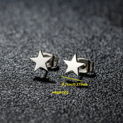 1 Pair IG Style Cute Sweet Star Heart Shape Polishing Plating 304 Stainless Steel 18K Gold Plated Ear Studs