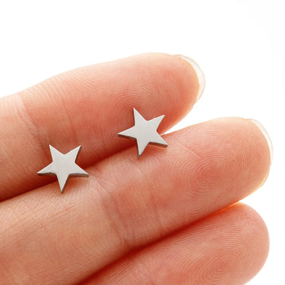 1 Pair IG Style Cute Sweet Star Heart Shape Polishing Plating 304 Stainless Steel 18K Gold Plated Ear Studs