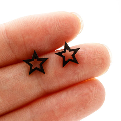 1 Pair IG Style Cute Sweet Star Heart Shape Polishing Plating 304 Stainless Steel 18K Gold Plated Ear Studs