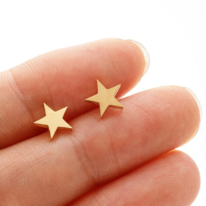 1 Pair IG Style Cute Sweet Star Heart Shape Polishing Plating 304 Stainless Steel 18K Gold Plated Ear Studs