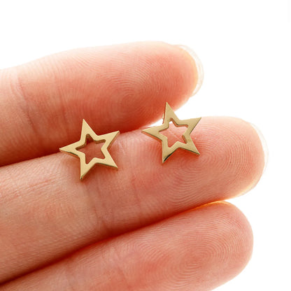 1 Pair IG Style Cute Sweet Star Heart Shape Polishing Plating 304 Stainless Steel 18K Gold Plated Ear Studs