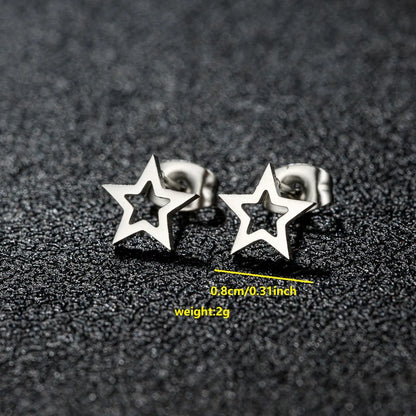 1 Pair IG Style Cute Sweet Star Heart Shape Polishing Plating 304 Stainless Steel 18K Gold Plated Ear Studs