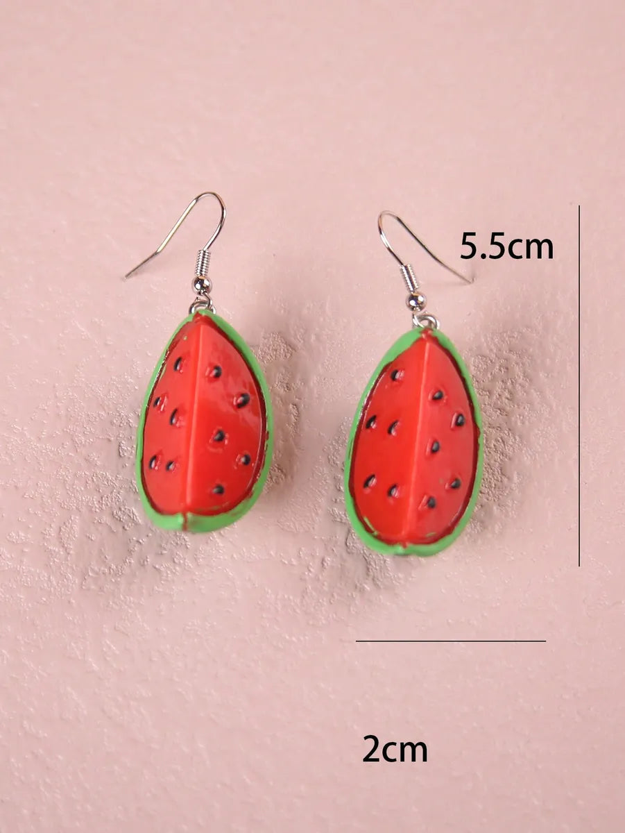 1 Pair Ig Style Cute Watermelon Synthetic Resin Drop Earrings