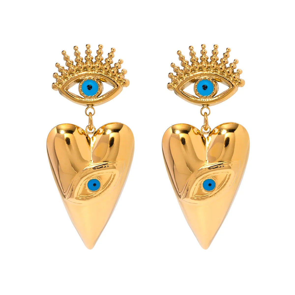 1 Pair Ig Style Devil'S Eye Enamel Plating Stainless Steel 18k Gold Plated Drop Earrings