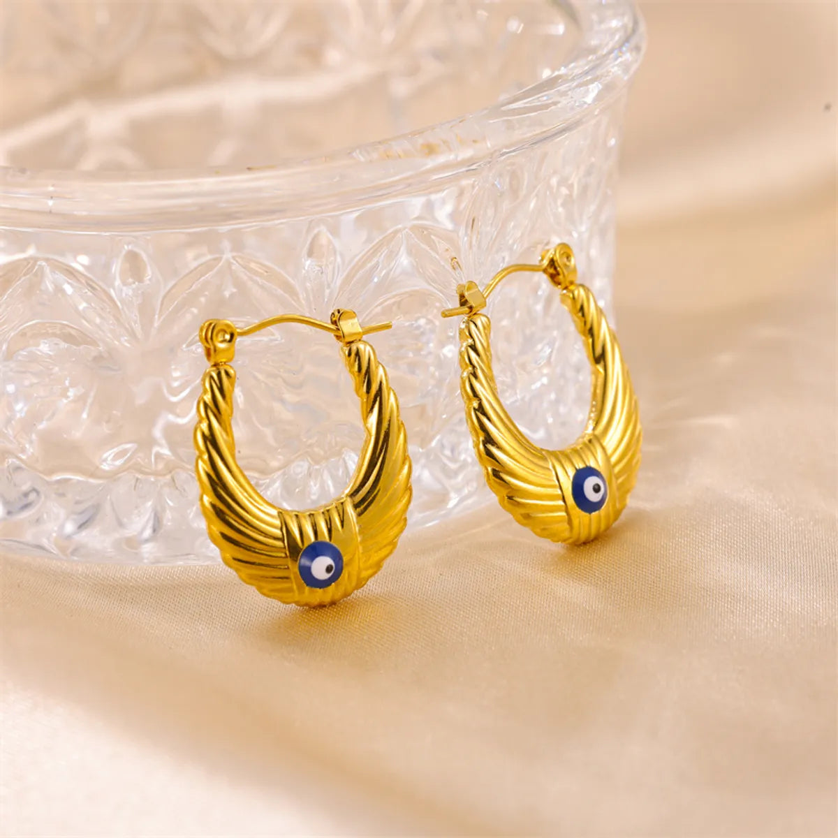 1 Pair Ig Style Devil's Eye Plating Stainless Steel 18k Gold Plated Earrings