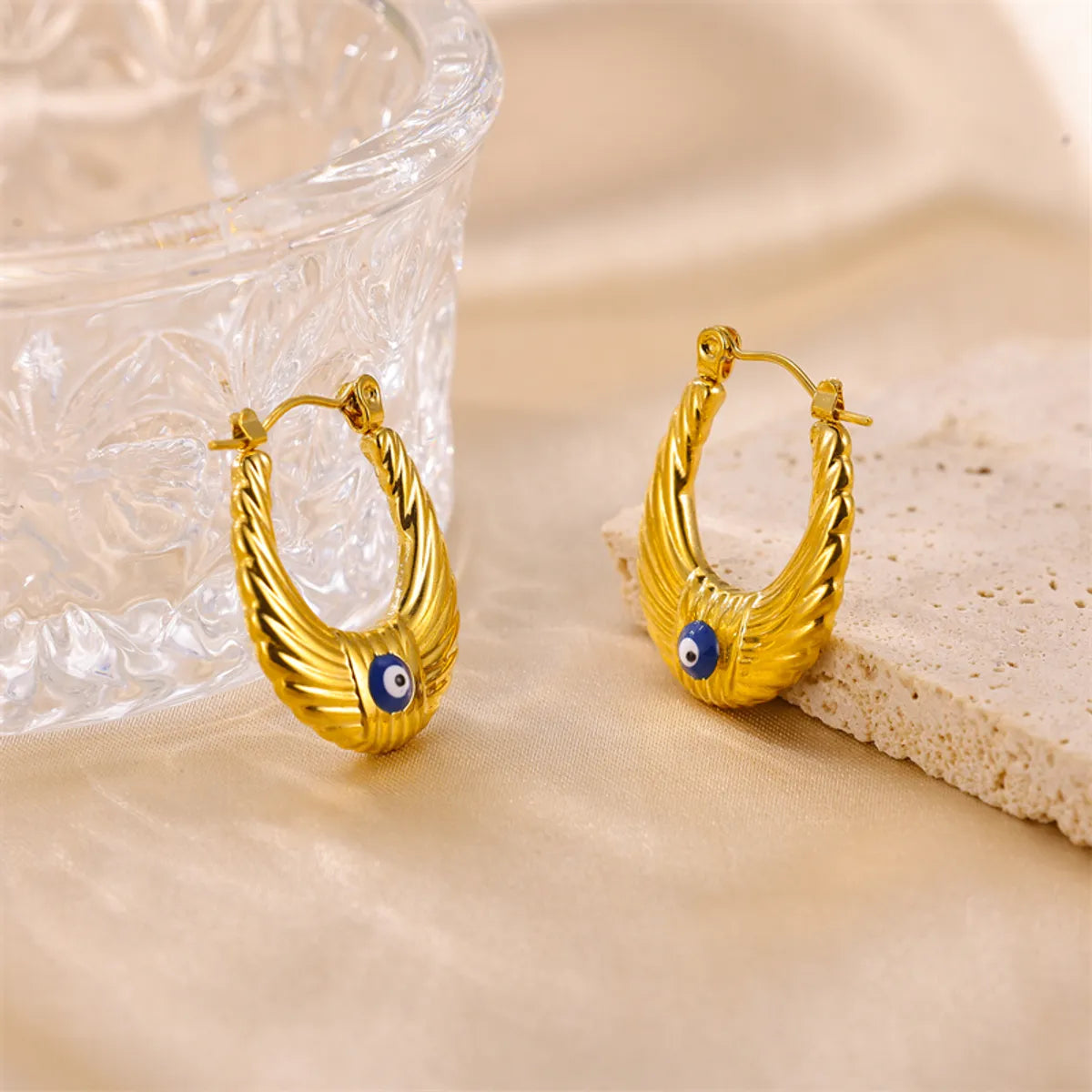 1 Pair Ig Style Devil's Eye Plating Stainless Steel 18k Gold Plated Earrings