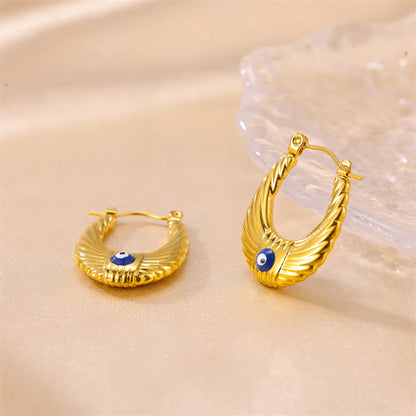 1 Pair Ig Style Devil's Eye Plating Stainless Steel 18k Gold Plated Earrings