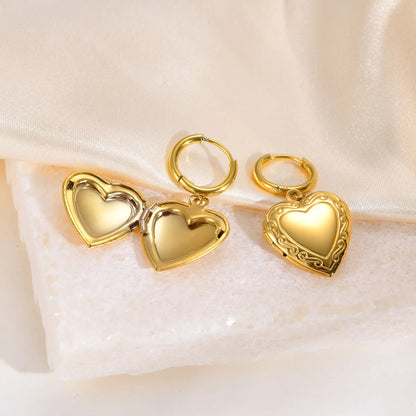 1 Pair Ig Style Elegant Artistic Heart Shape Plating Stainless Steel 18k Gold Plated Drop Earrings