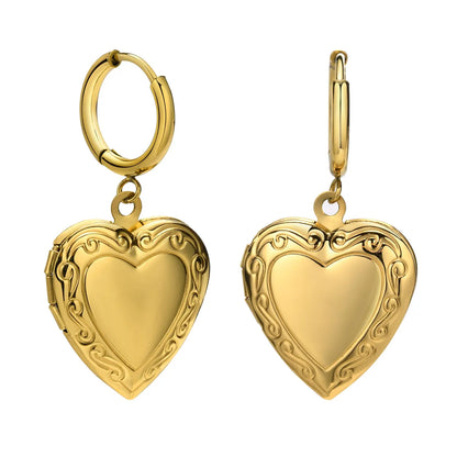 1 Pair Ig Style Elegant Artistic Heart Shape Plating Stainless Steel 18k Gold Plated Drop Earrings