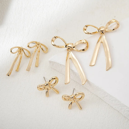 1 Pair IG Style Elegant Bow Knot Plating Inlay Copper Artificial Pearls Drop Earrings