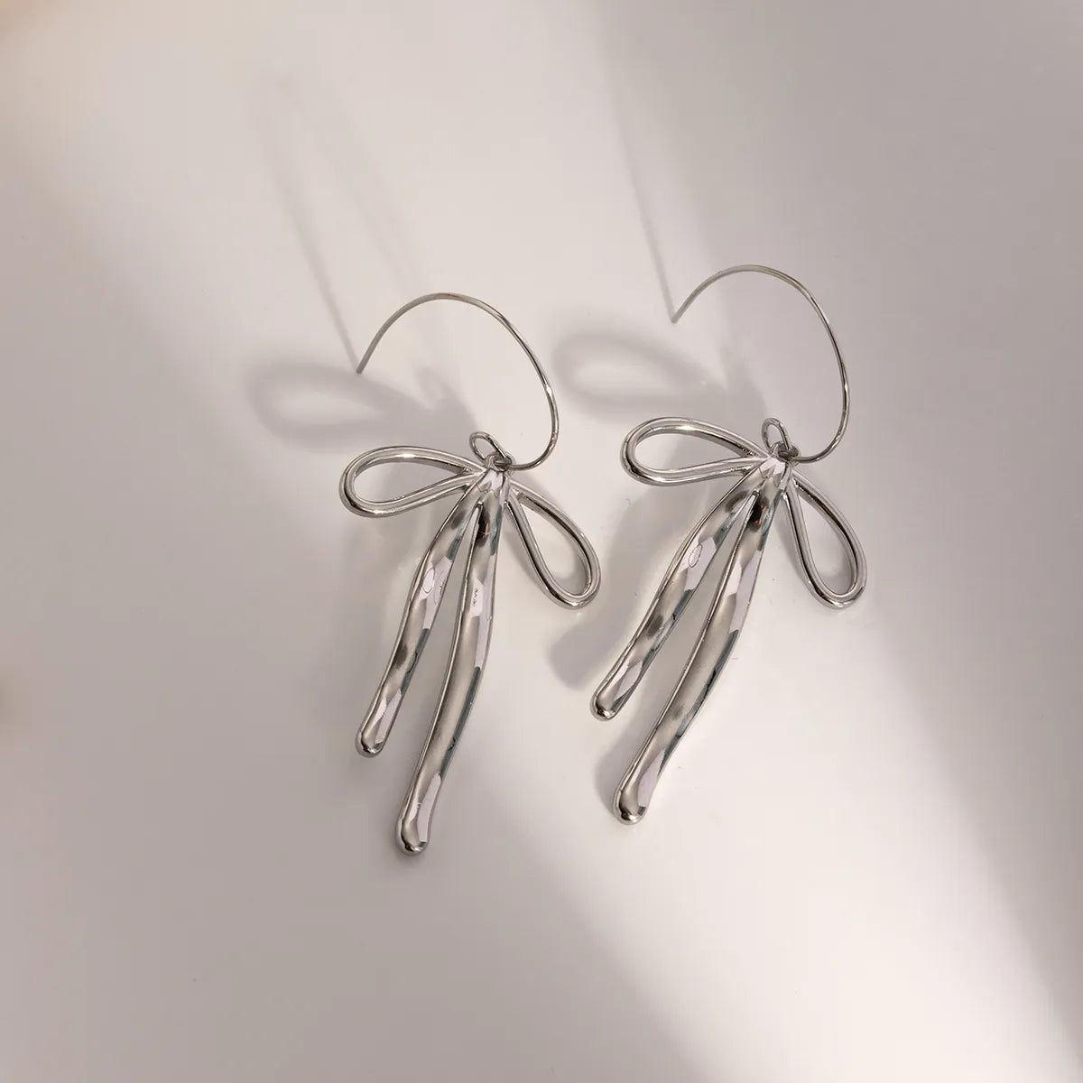 1 Pair IG Style Elegant Bow Knot Stainless Steel Drop Earrings