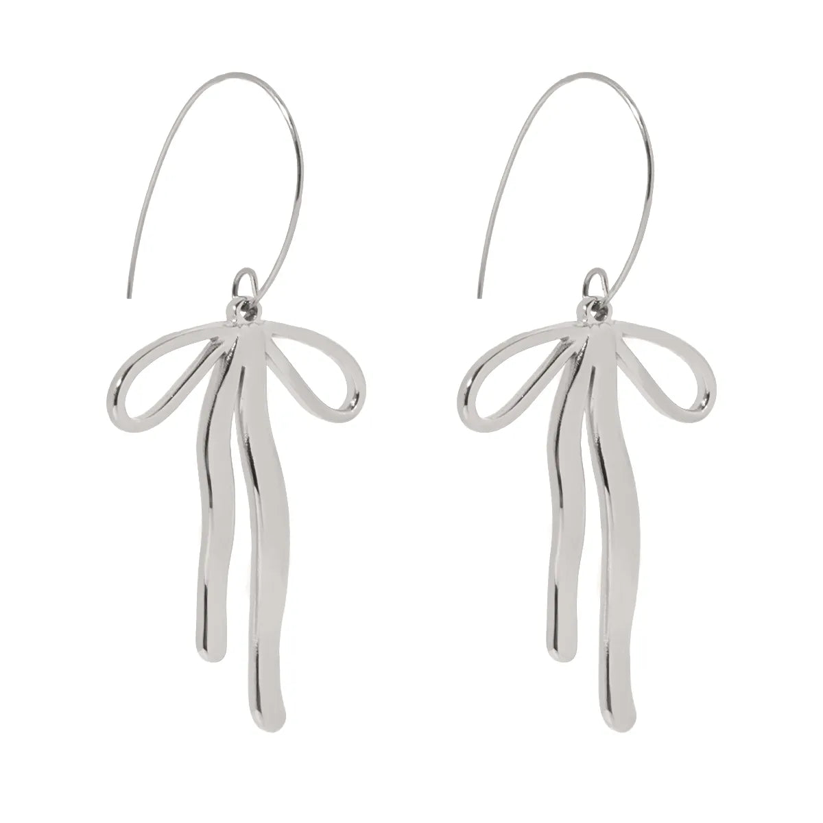 1 Pair IG Style Elegant Bow Knot Stainless Steel Drop Earrings