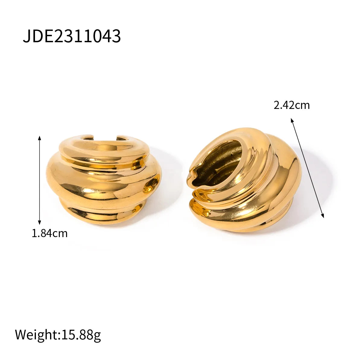 1 Pair Ig Style Elegant C Shape Plating Stainless Steel 18k Gold Plated Ear Cuffs