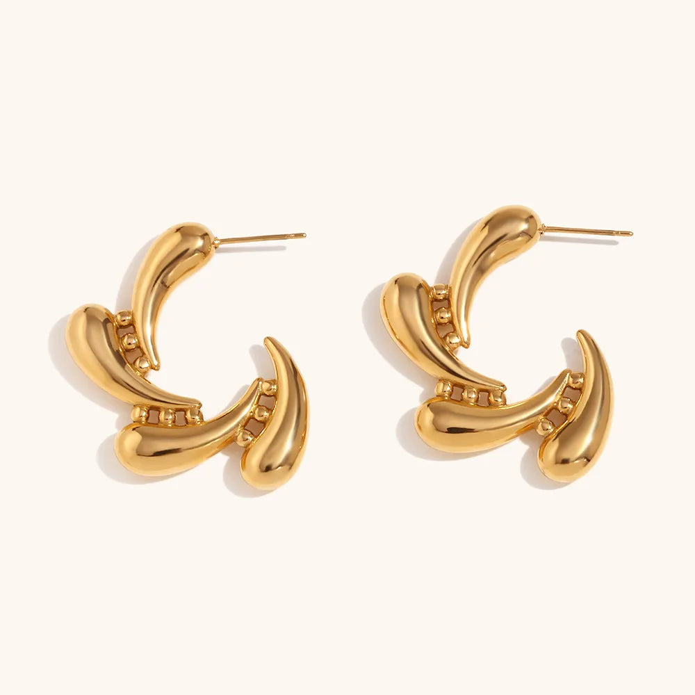 1 Pair Ig Style Elegant C Shape Water Droplets Irregular Plating Stainless Steel 18k Gold Plated Ear Studs