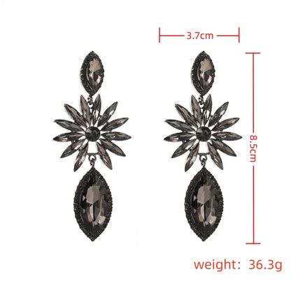 1 Pair Ig Style Elegant Classic Style Leaves Inlay Alloy Rhinestones Silver Plated Drop Earrings