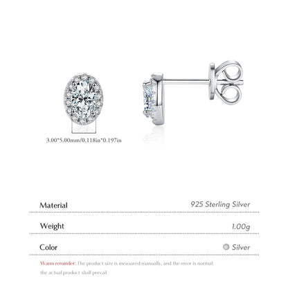 1 Pair IG Style Elegant Classic Style Oval Plating Inlay Sterling Silver Zircon Rhodium Plated Ear Studs