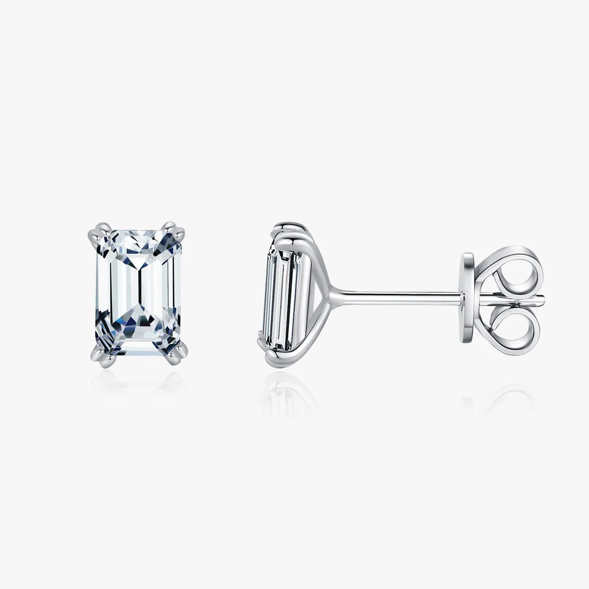 1 Pair IG Style Elegant Classic Style Rectangle Plating Inlay Sterling Silver Zircon Rhodium Plated Ear Studs